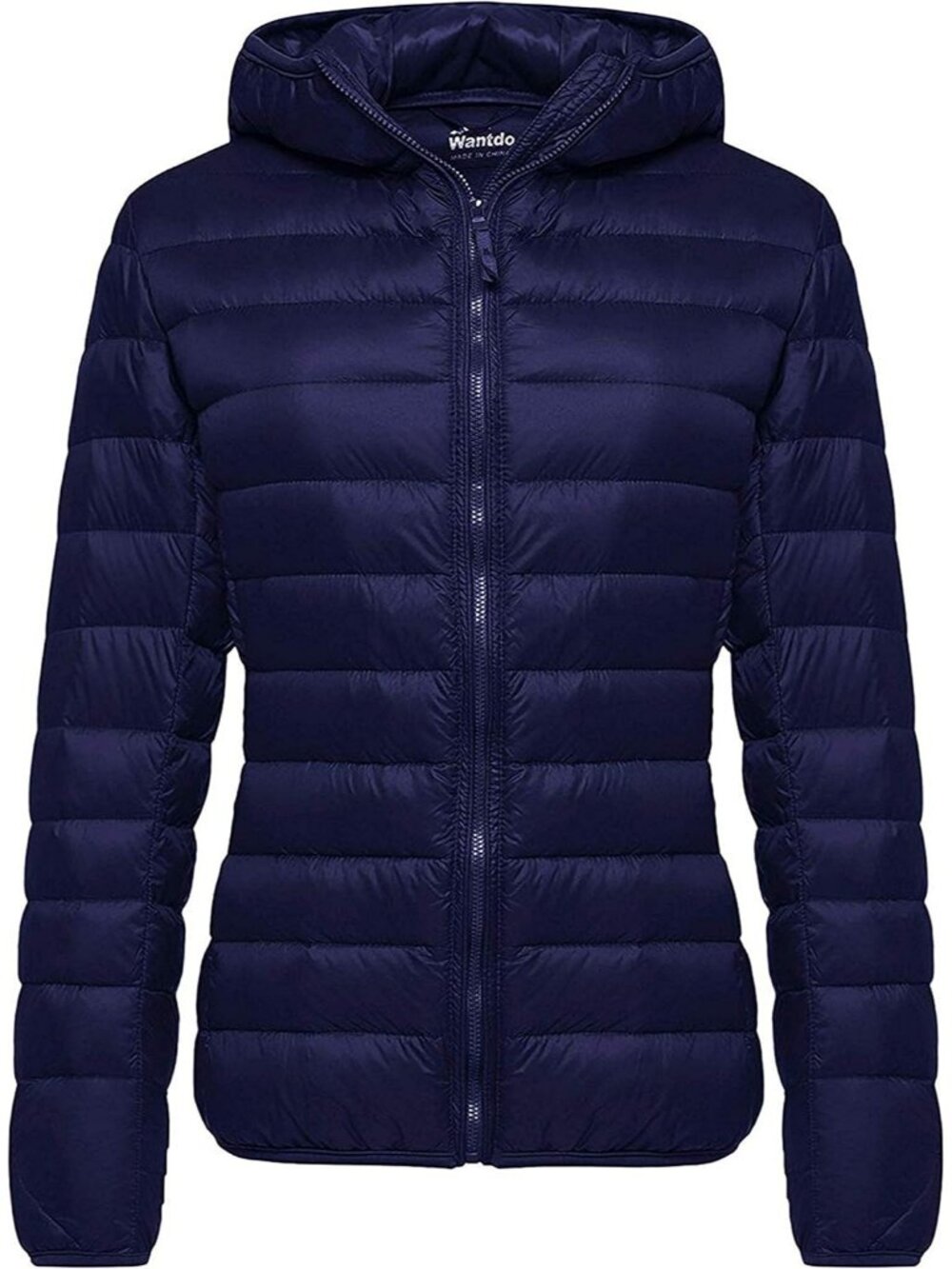 Women's Navy Hooded Down Jacket Packable Light Weight Short Winter Warm
